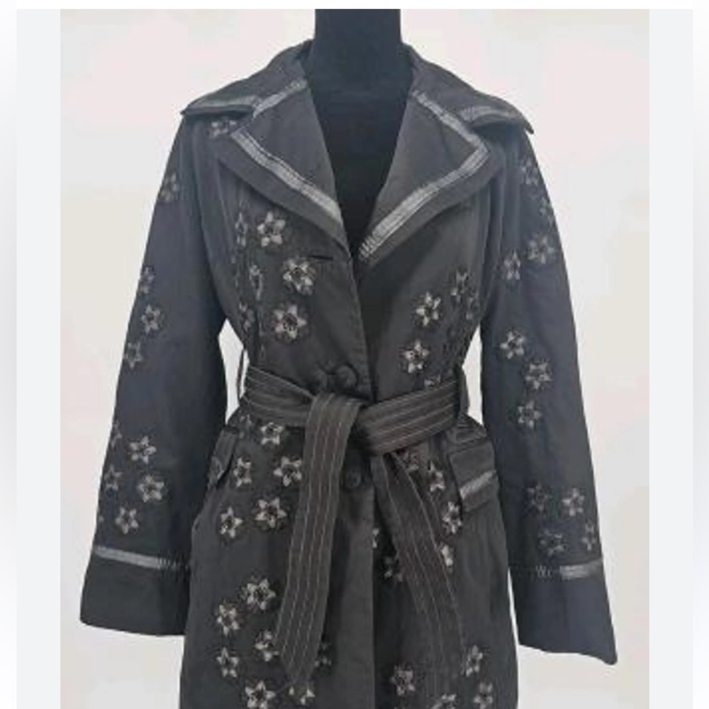 Vintage Paparazzi Chic Black Embroidered Women's button up jacket size L - Picture 14 of 14